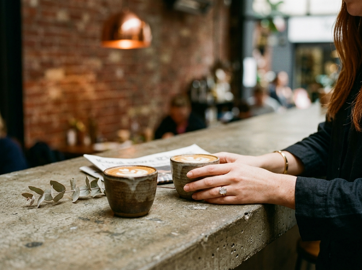 Coffee moment in a Melbourne laneway café
